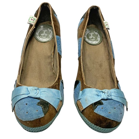 MISS L FIRE Blue Velvet‎ Embroidered Wedge - Picture 9 of 11